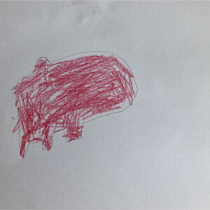 Pig 
— Artist: Hunter (crayon and pencil on paper)